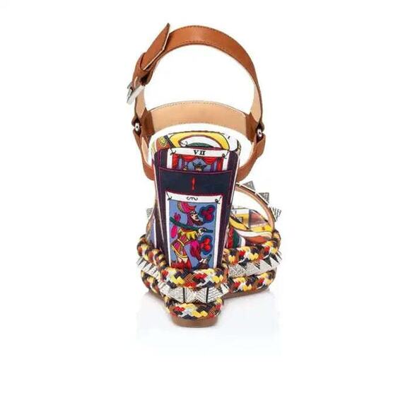 Christian Louboutin Pyraclou 110 Tarot Card Platform Wedge Sandal Heel Pump 39 - Picture 10 of 12